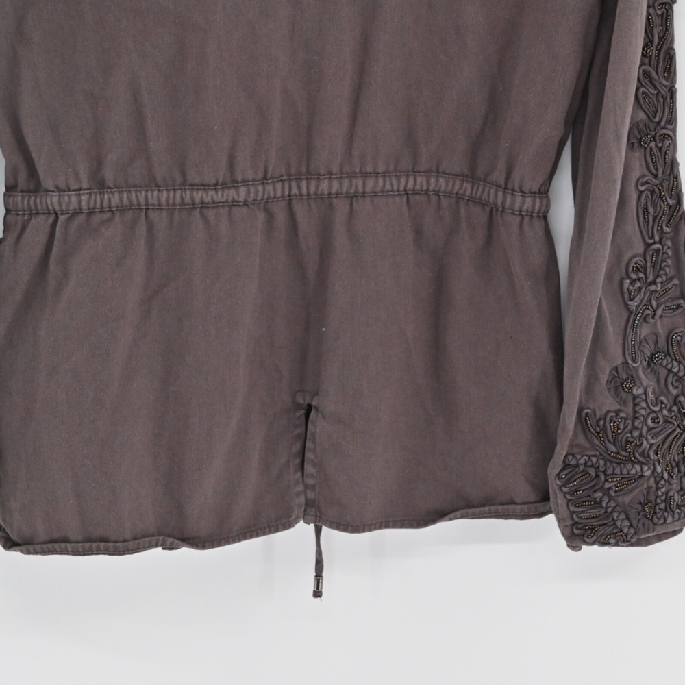 Anthropologie Love Sam Travis Jacket Womens Size XS Military Brown Embellished - Picture 13 of 14